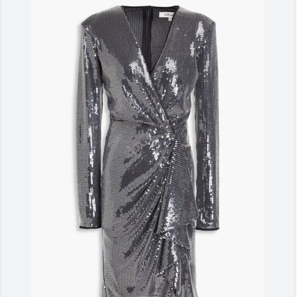DIANE VON FURSTENBERG Lexa wrap-effect sequined tulle mini dress
